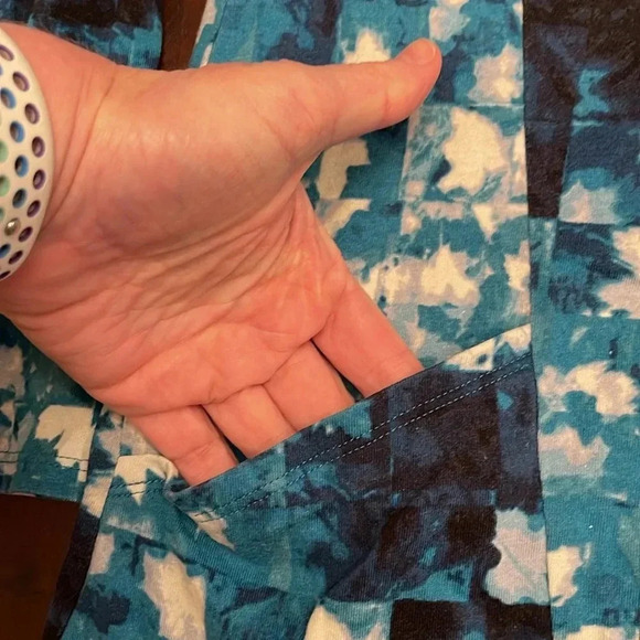 Pure Jill teal and white patterned tunic with pockets size L - Picture 3 of 6